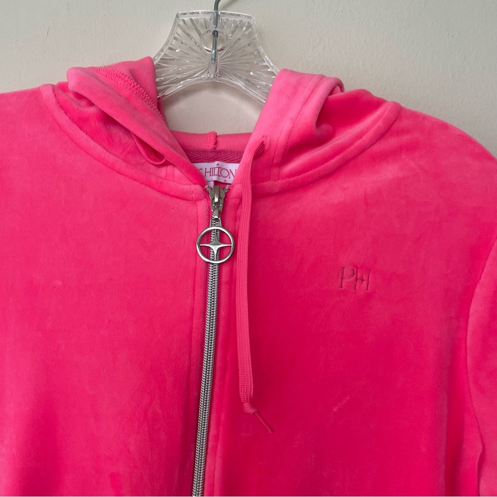 PARIS HILTON “that’s hot” rhinestone valour hot pink hoodie sweater - Picture 9 of 12